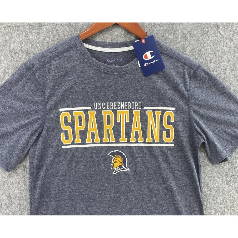 UNC Greensboro Spartans Champion T-Shirt Men S Heather Gray SS Bar Logo UNCG NWT - Picture 2 of 8